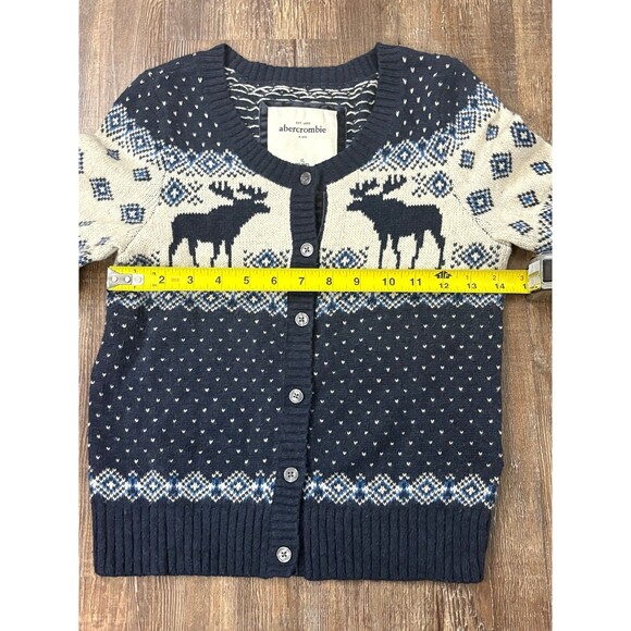 Abercrombie Kids Y2K Holiday Button Down Moose Cardigan Size XL Winter Preppy - Picture 7 of 8